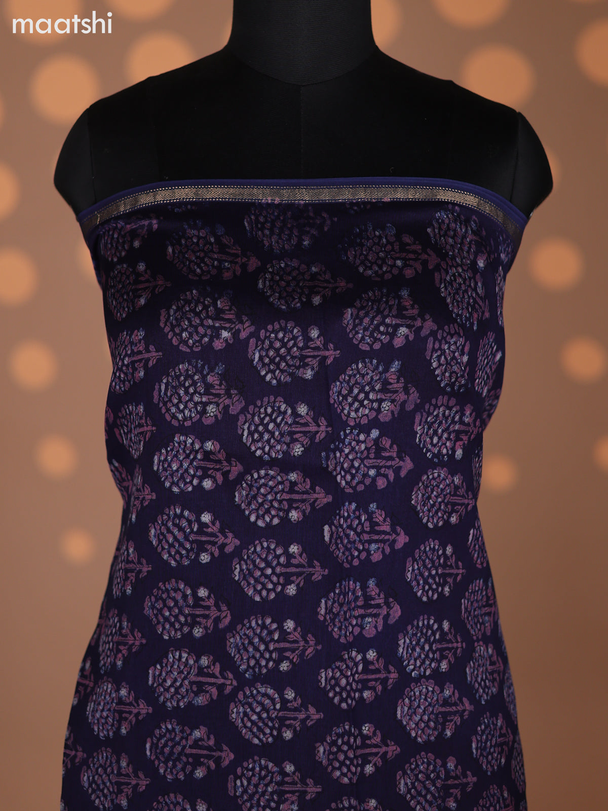 Blue Chanderi Dress Material With Allover Butta Prints