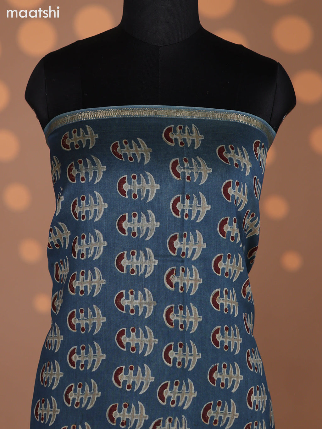 Peacock Green Shade Chanderi Dress Material With Allover Butta Prints