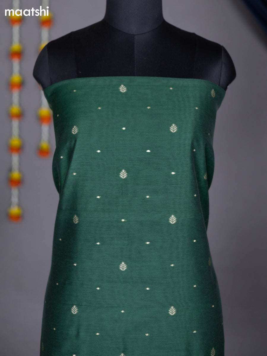Green Chanderi Dress Material With Thread & Zari Weaves