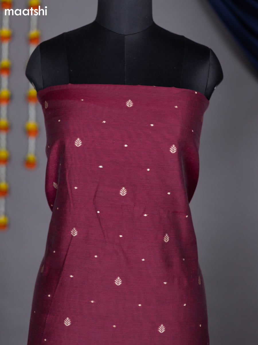 Maroon Chanderi Dress Material With Thread & Zari Weaves