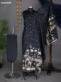 Black Chanderi Dress Material With Thread & Zari Weaves