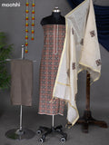 Grey Shade and Cream Cotton Dress Material With Allover Prints and Bottom & Dupatta