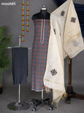 Black and Cream Cotton Dress Material With Allover Prints and Bottom & Dupatta