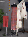 Maroon and Cream Cotton Dress Material With Allover Prints and Bottom & Dupatta