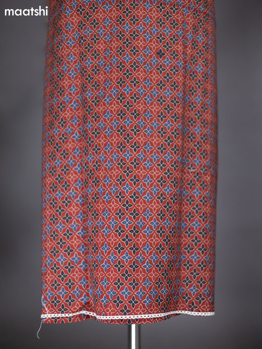 Maroon and Cream Cotton Dress Material With Allover Prints and Bottom & Dupatta