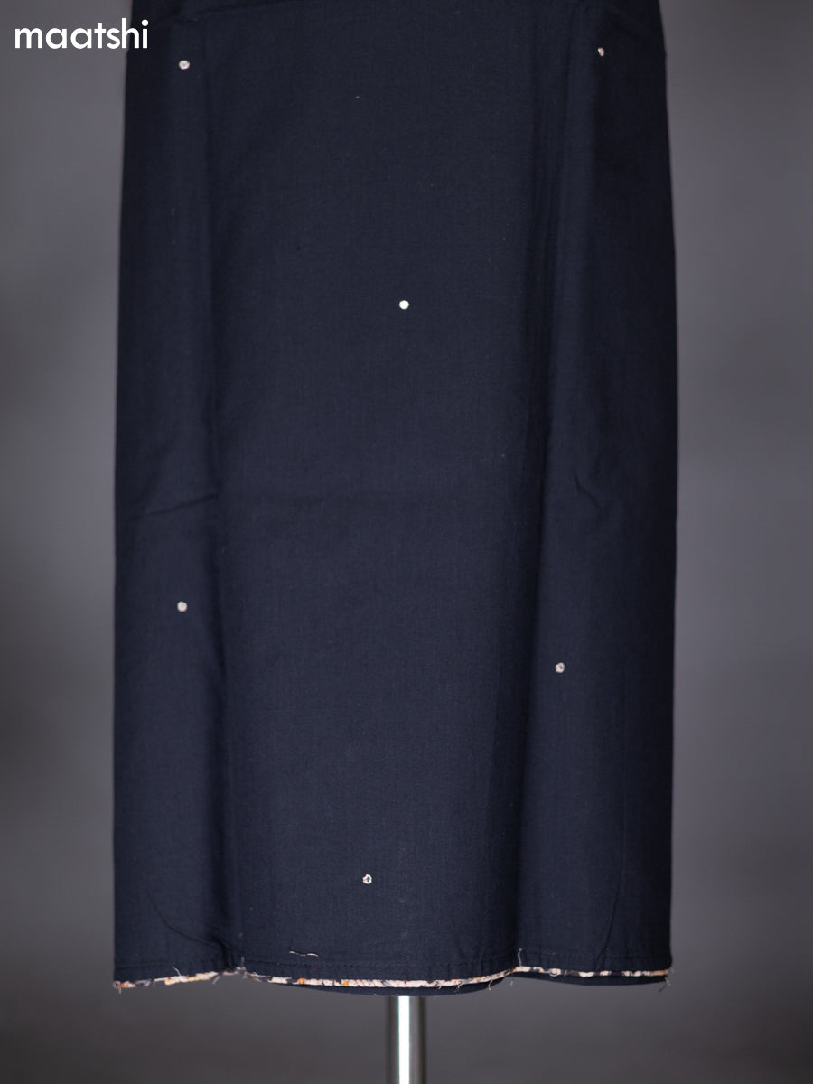 Black and Beige Cotton Dress Material With Kalamkari Patch Work Neck Pattern and Bottom & Dupatta