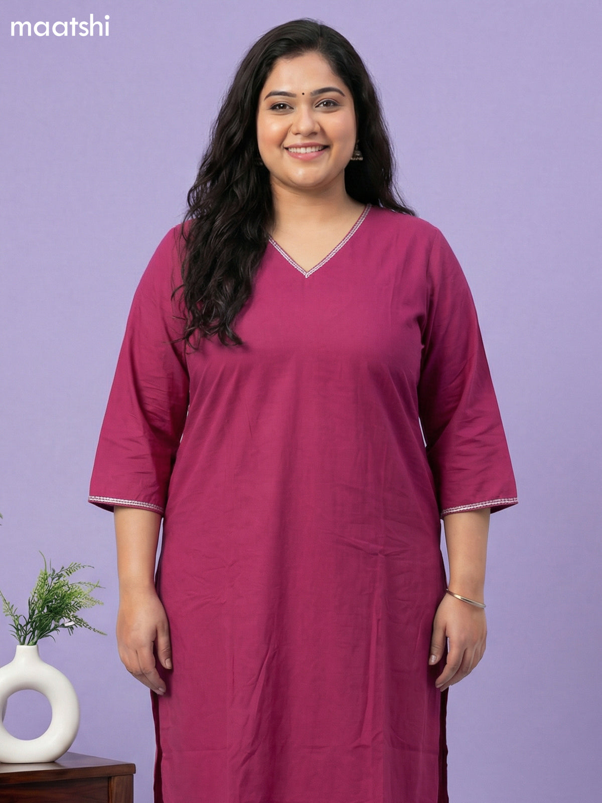 Pink and Cream Cotton Simple Embroidery Work Neck Pattern Straight Suit