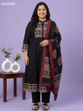 Black Cotton Printed Neck Pattern Anarkali Suit