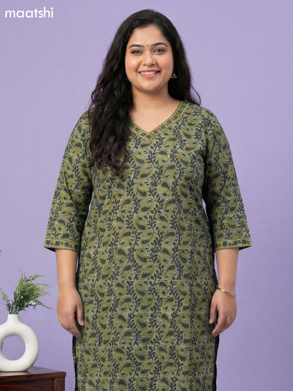 Pastel Green Cotton Printed Straight Suit