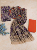 Lavender Cotton Dress Materials With Kalamkari Prints With Bottom and Dupatta