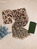 Beige Cotton Dress Materials With Kalamkari Prints With Bottom and Dupatta