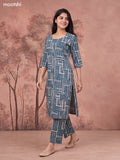 Green and Beige Cotton Printed Long Co-Ord Set