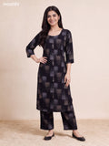 Black Cotton Printed Long Co-Ord Set
