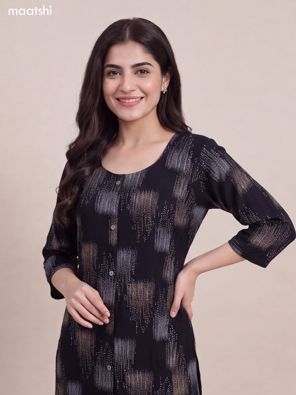 Black Cotton Printed Long Co-Ord Set