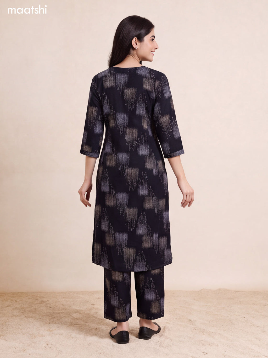 Black Cotton Printed Long Co-Ord Set