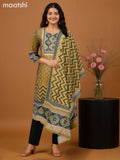 Mehendi Green and Green Modal Printed Straight Suit