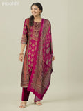 Pink Modal Printed Straight Suit