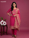 Pink Cotton Printed Embroidery Work Straight Suit