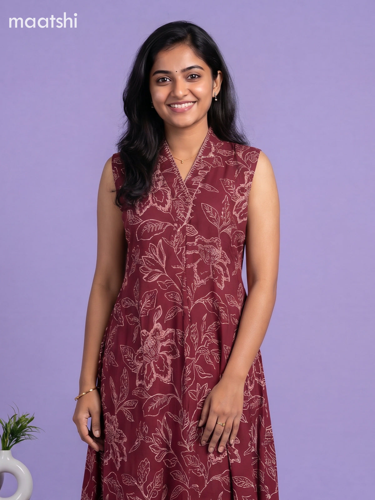 Magenta Pink Cotton Printed & Embroidery Work Kurti Set