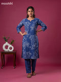Blue Cotton Printed & Embroidery Work Kurti Set