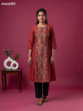 Rust Modal Printed & Simple Embroidery Work Anarkali Kurti