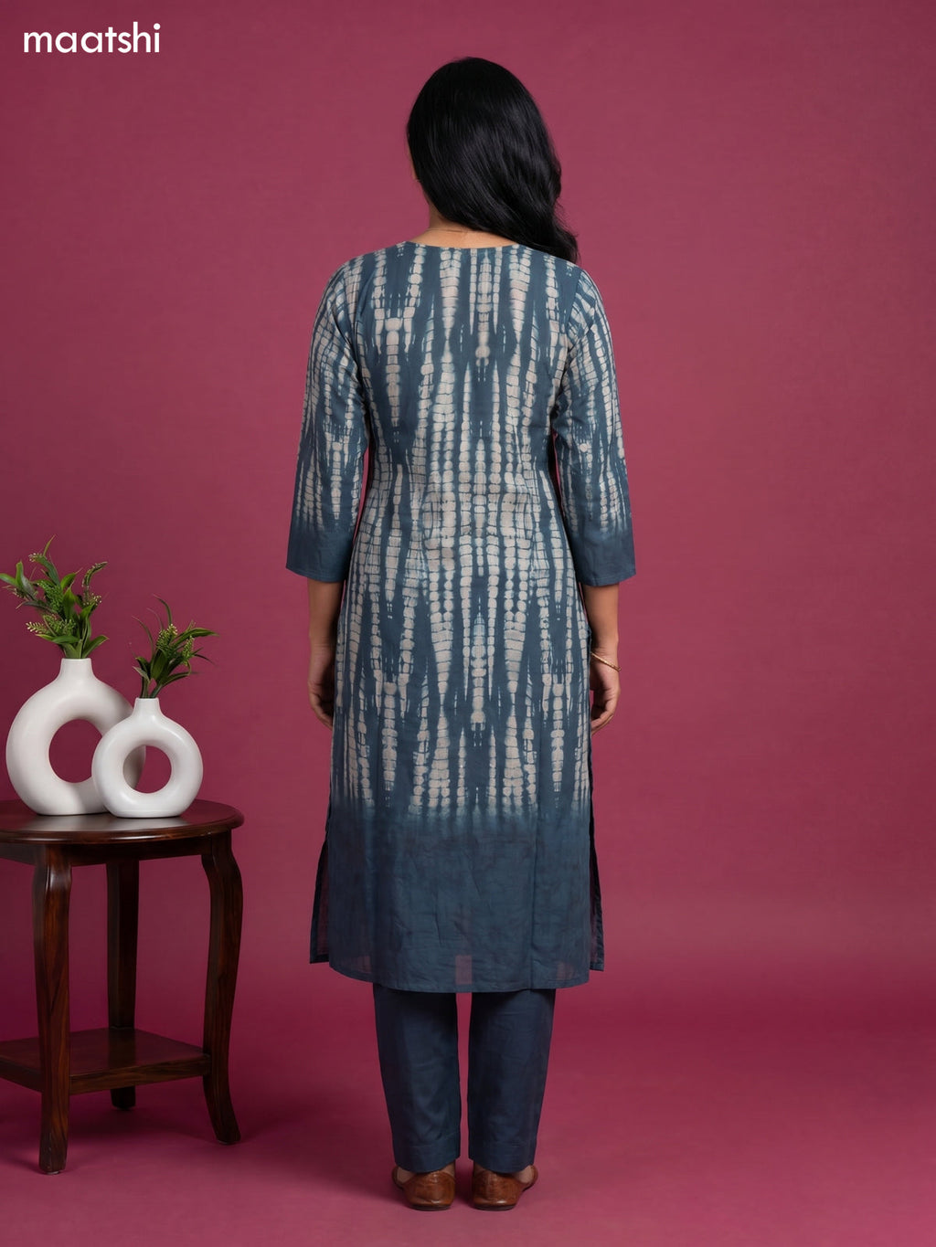 modal shibori printed & simple embroidery work straight suit