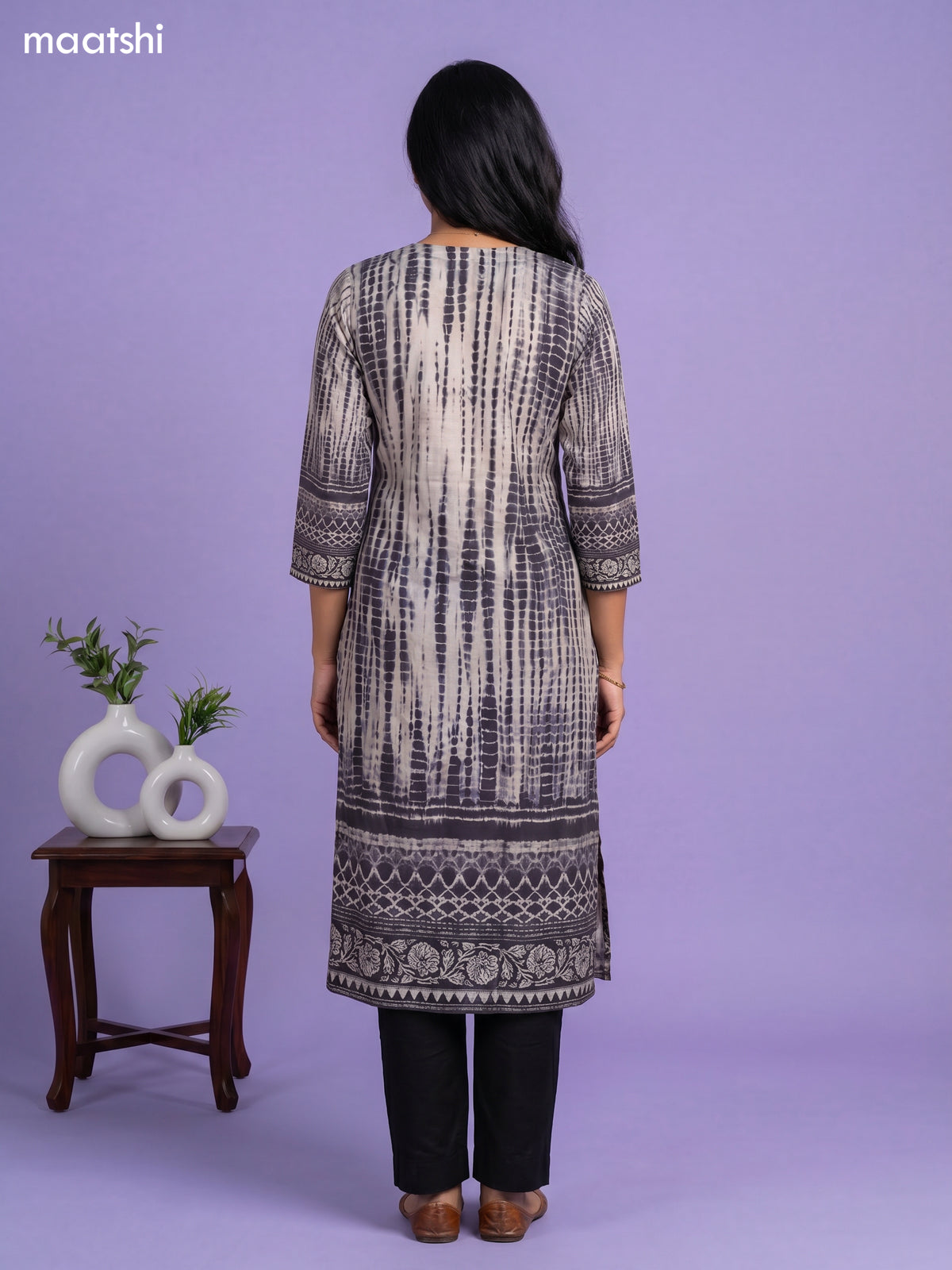 modal shibori printed & simple embroidery work straight suit