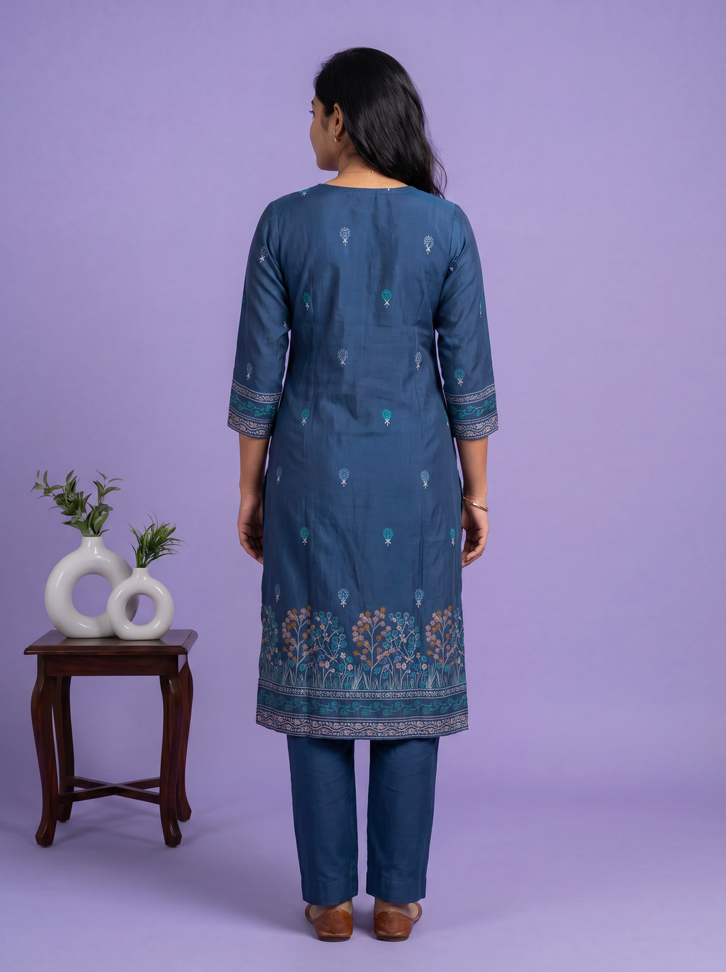 modal printed & embroidery work straight suit