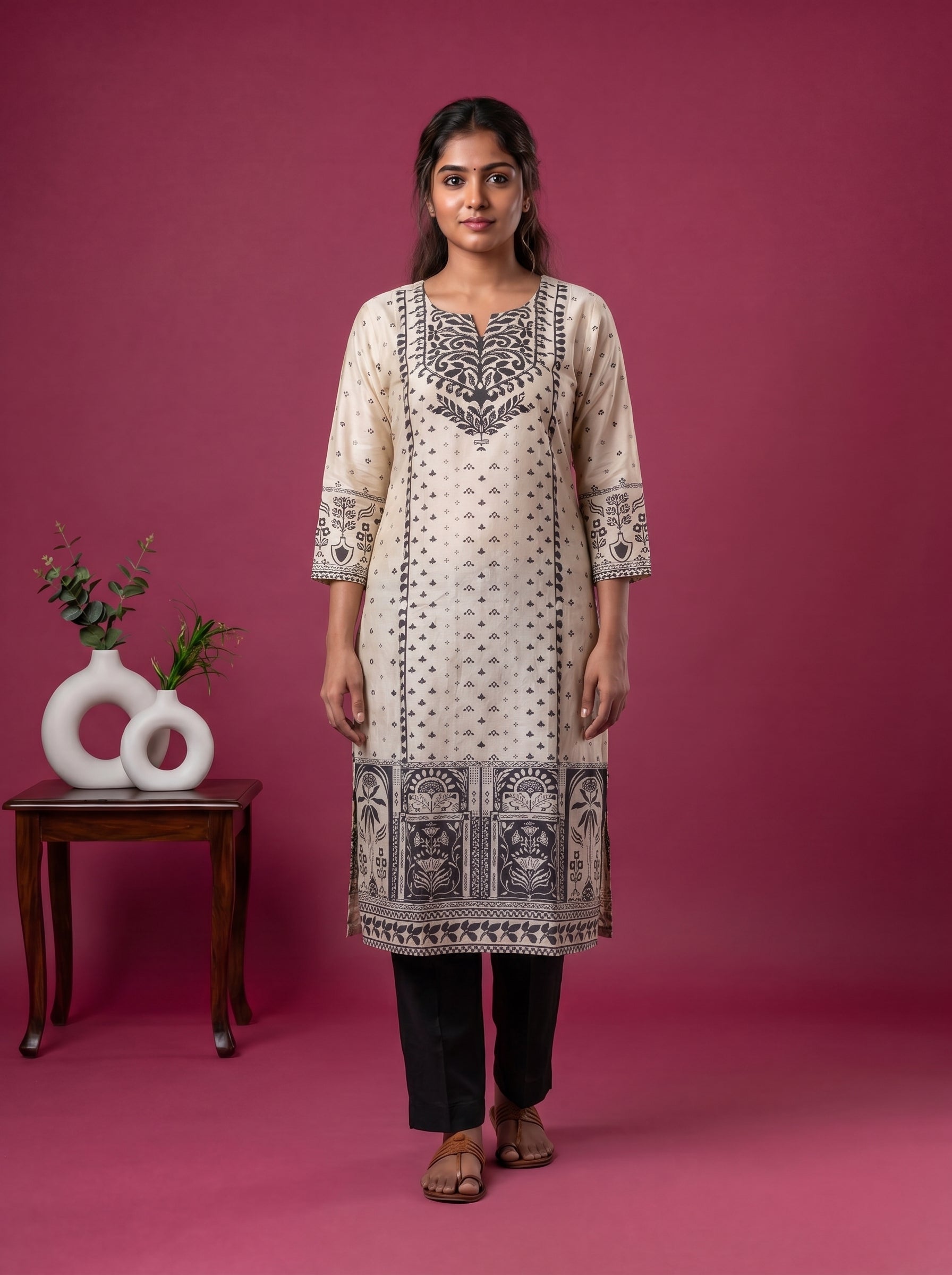 modal printed & embroidery work straight suit