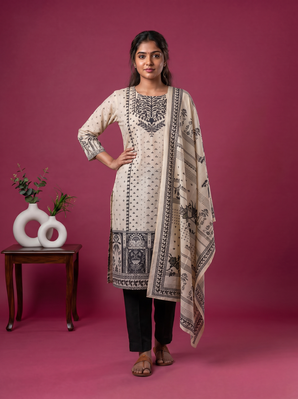 modal printed & embroidery work straight suit
