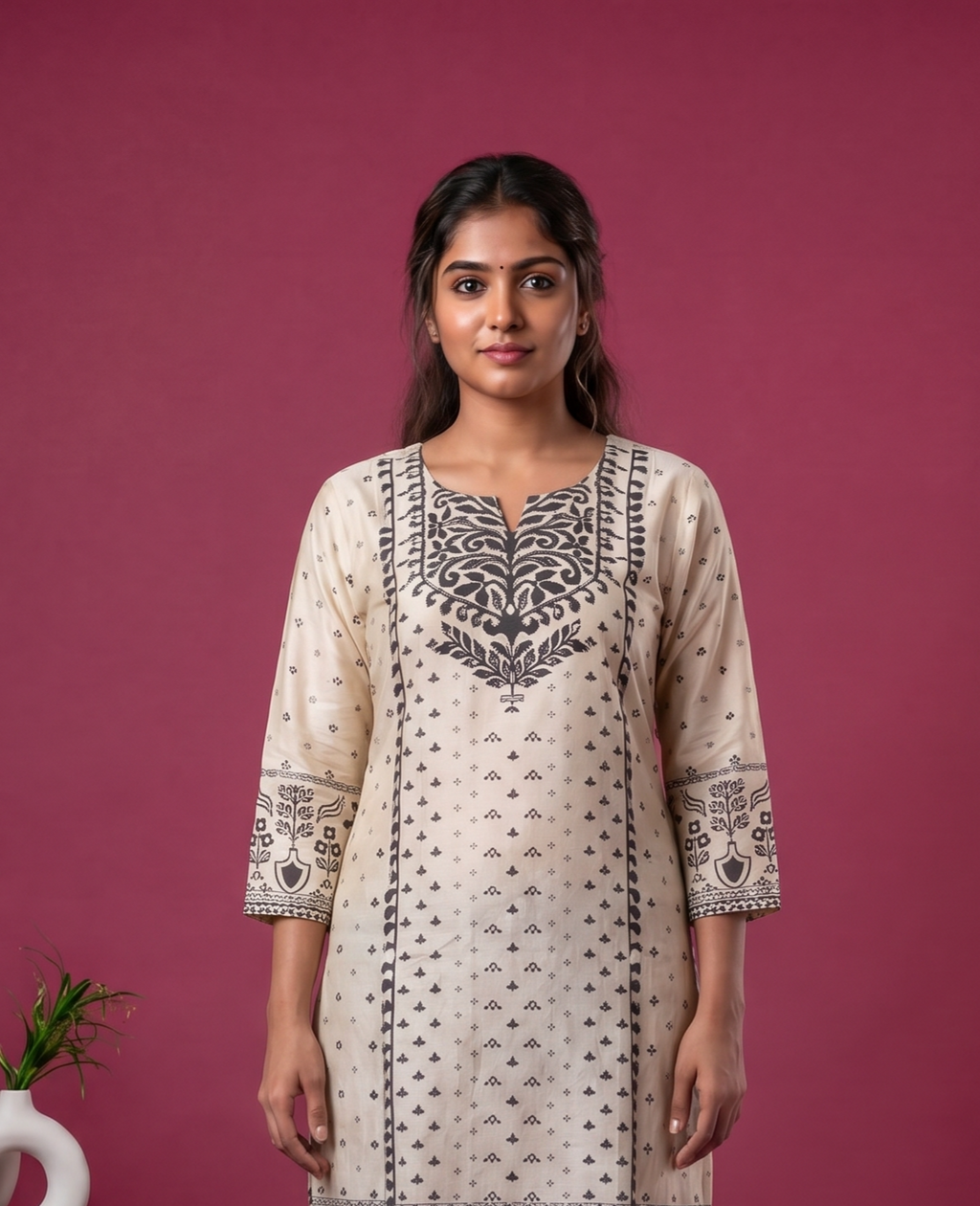 modal printed & embroidery work straight suit