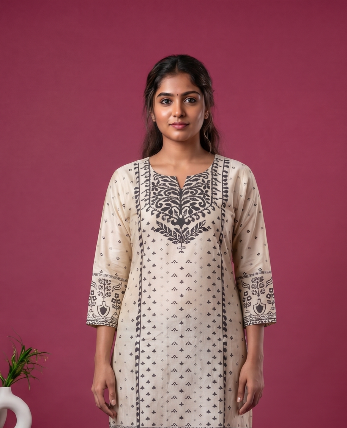 modal printed & embroidery work straight suit