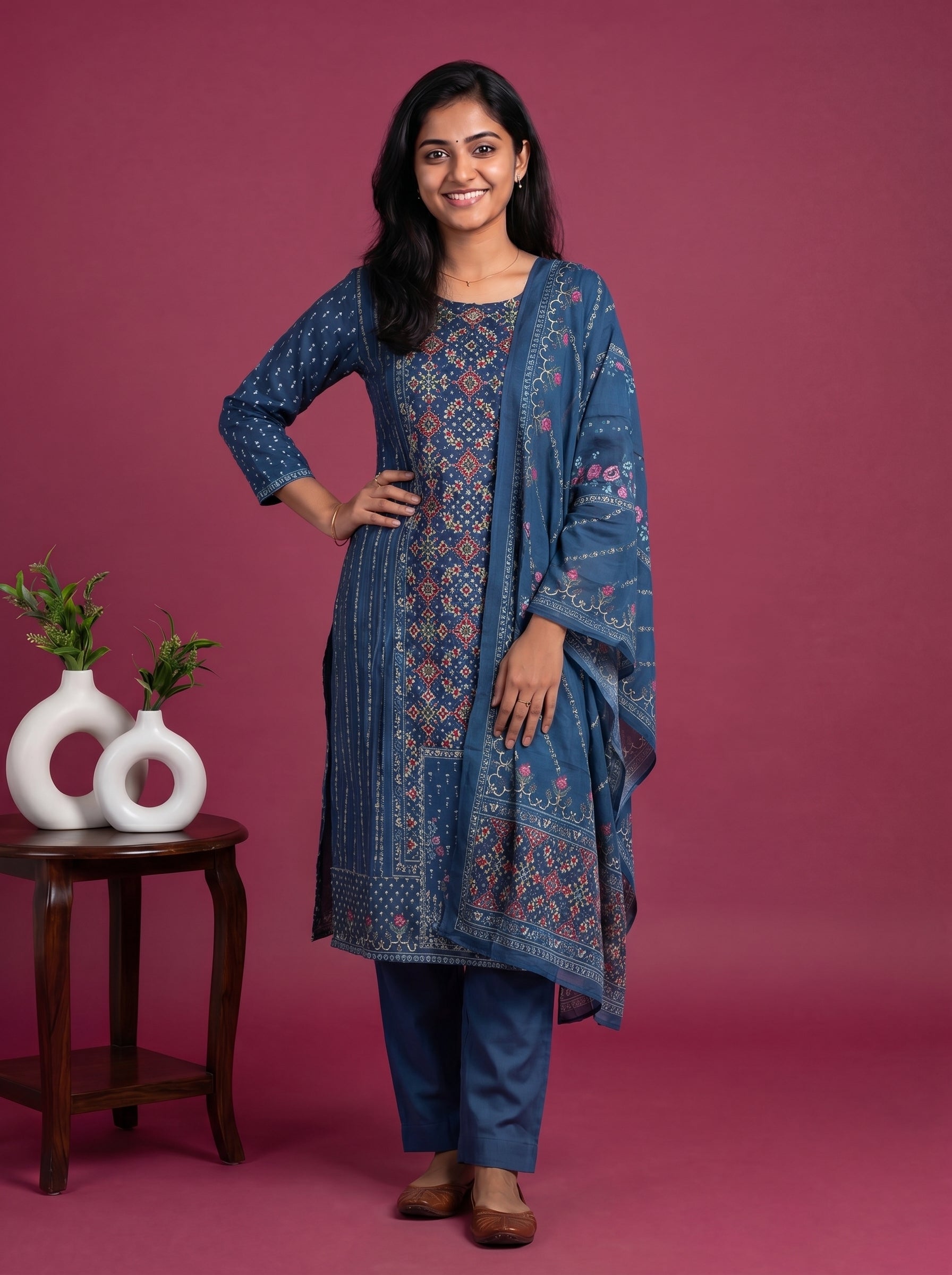 modal patola printed straight suit