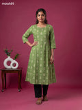 Green Cotton Printed Anarkali Kurti