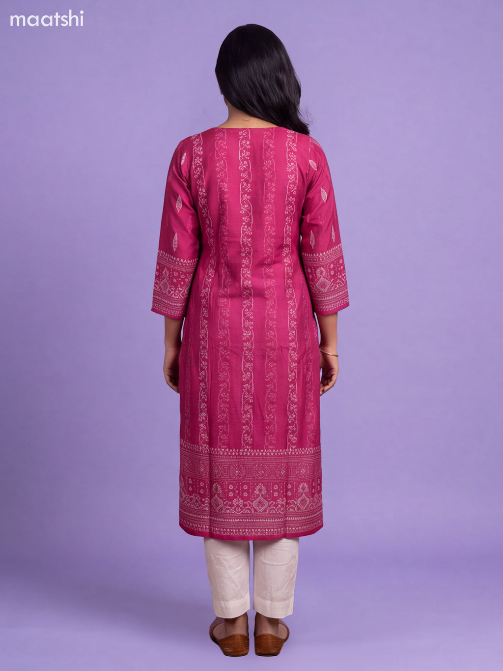 Pink Modal Printed Straight Suit