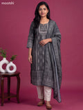 Dark Grey Modal Printed Straight Suit