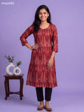 Maroon Modal Paisley Printed & Embroidery Work A-Line Kurti
