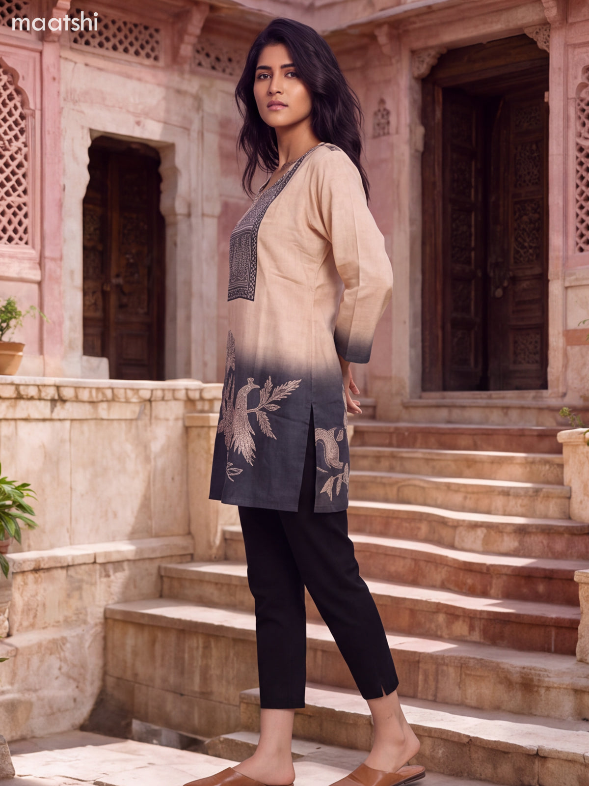 Sandal Muslin Printed Short Kurti