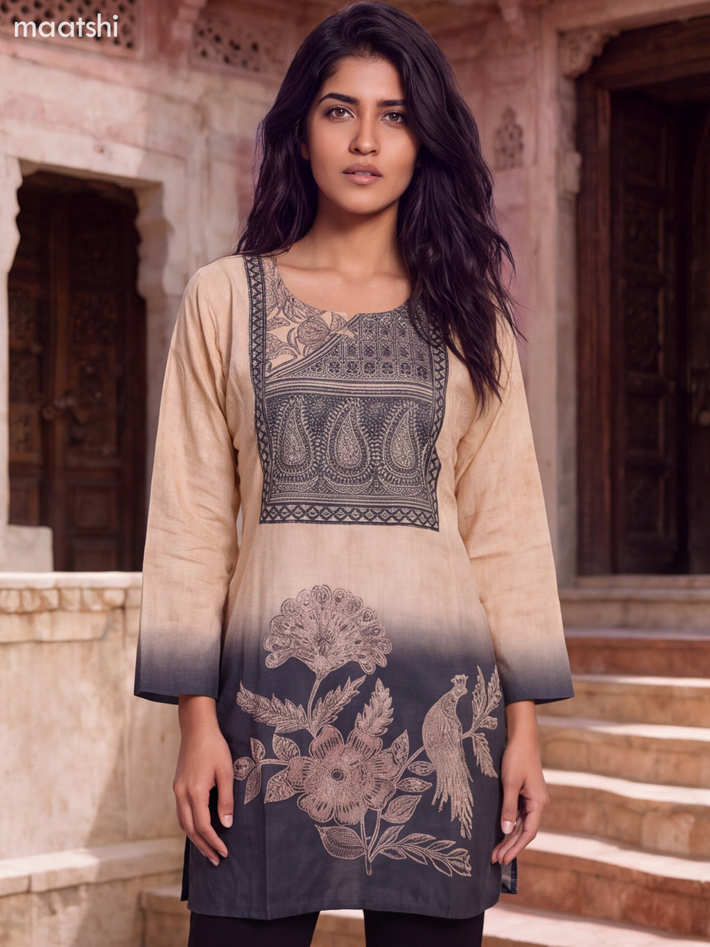 Sandal Muslin Printed Short Kurti