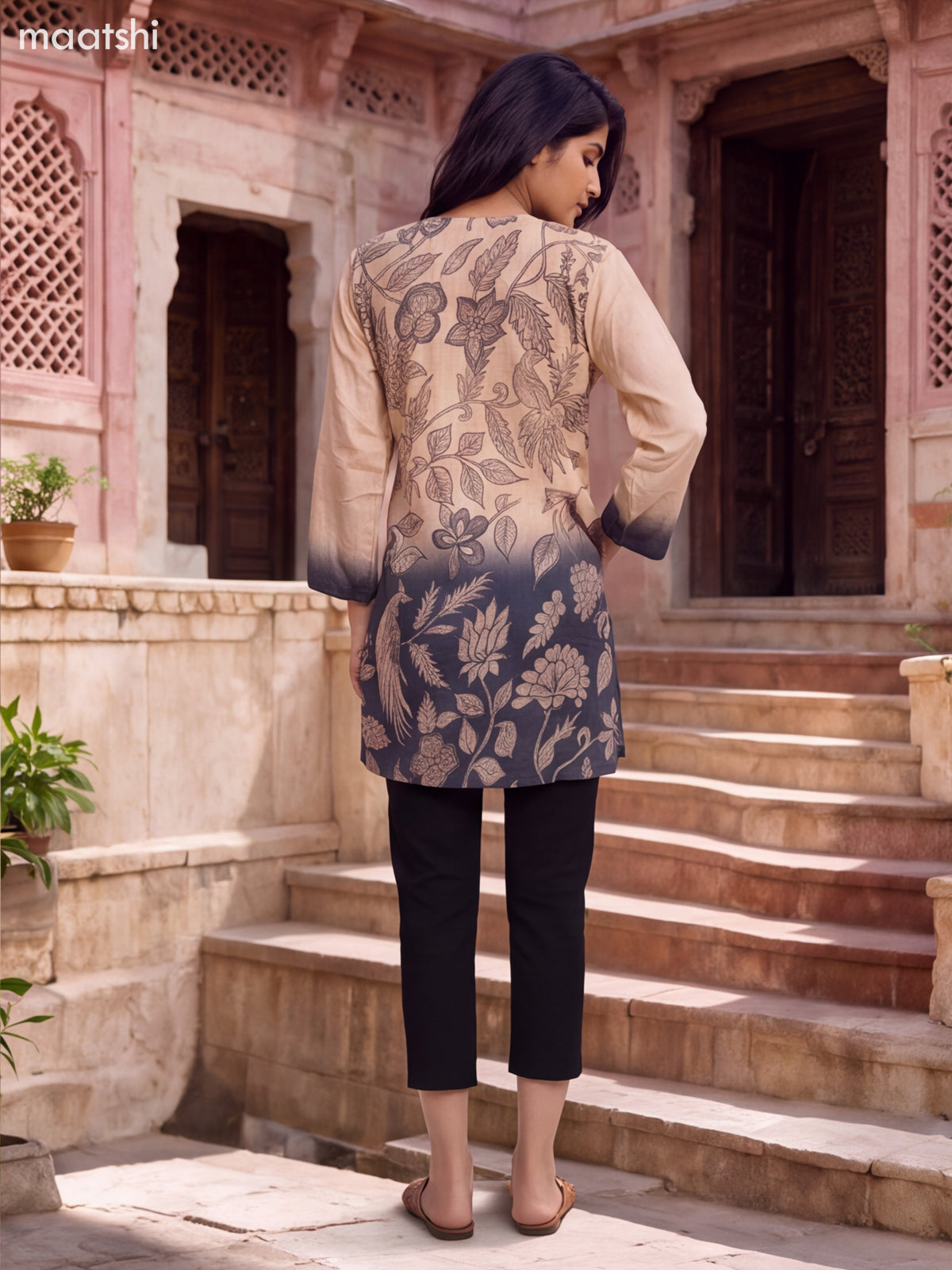 Sandal Muslin Printed Short Kurti