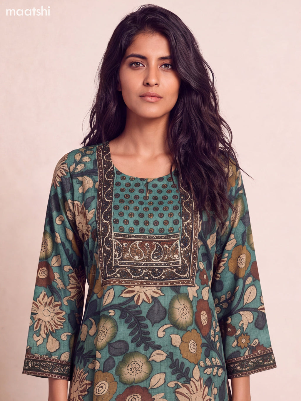 Pastel Green Muslin Kalamkari Printed Short Kurti