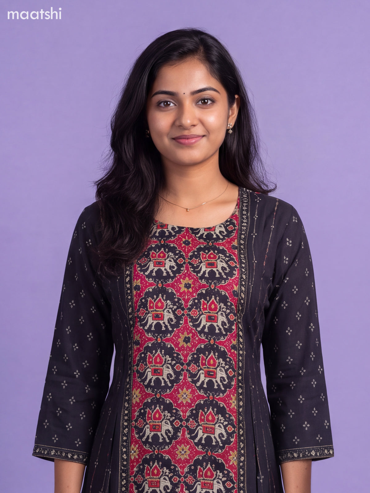 Black Modal Patola Printed Straight Suit