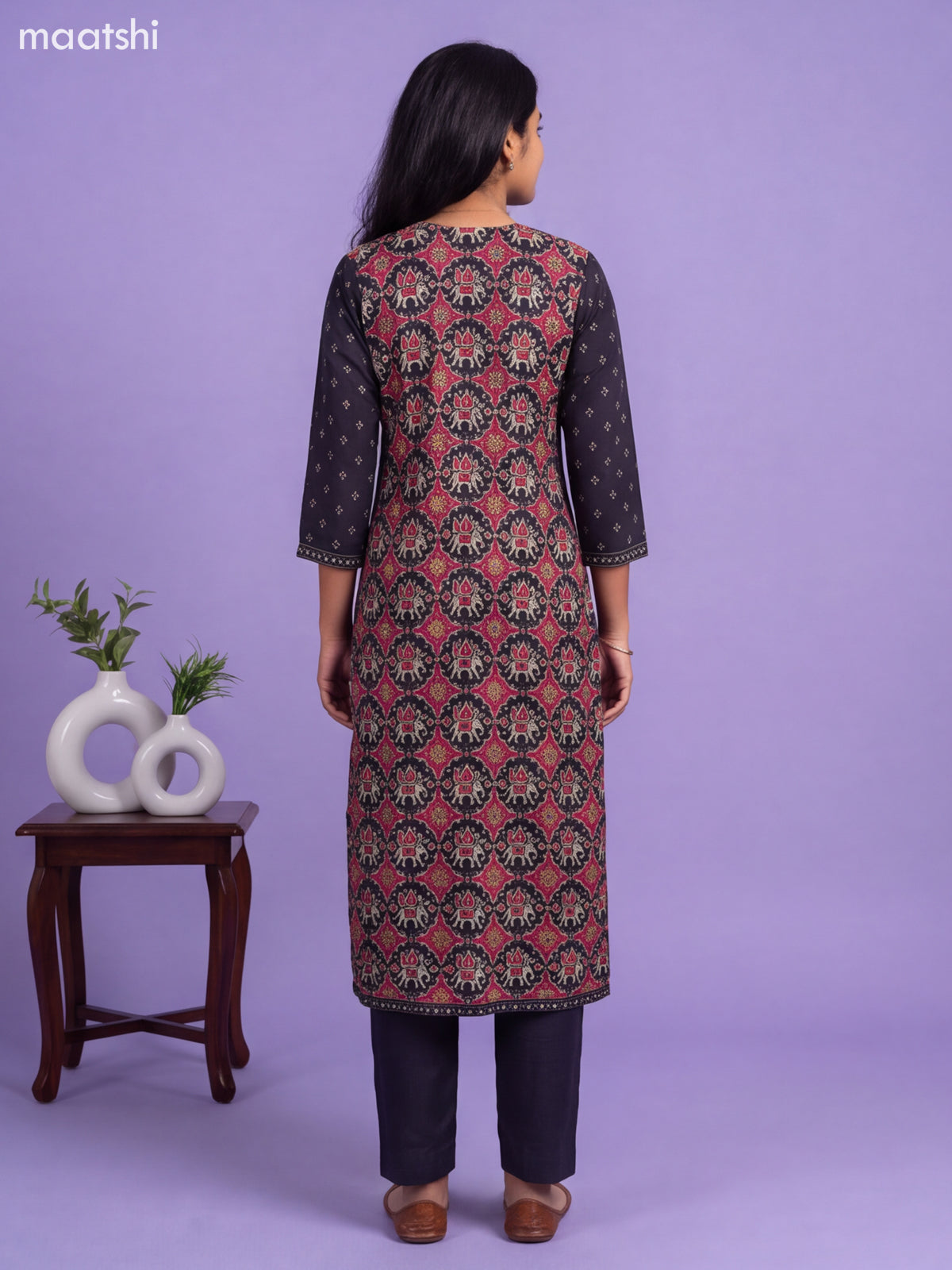 Black Modal Patola Printed Straight Suit