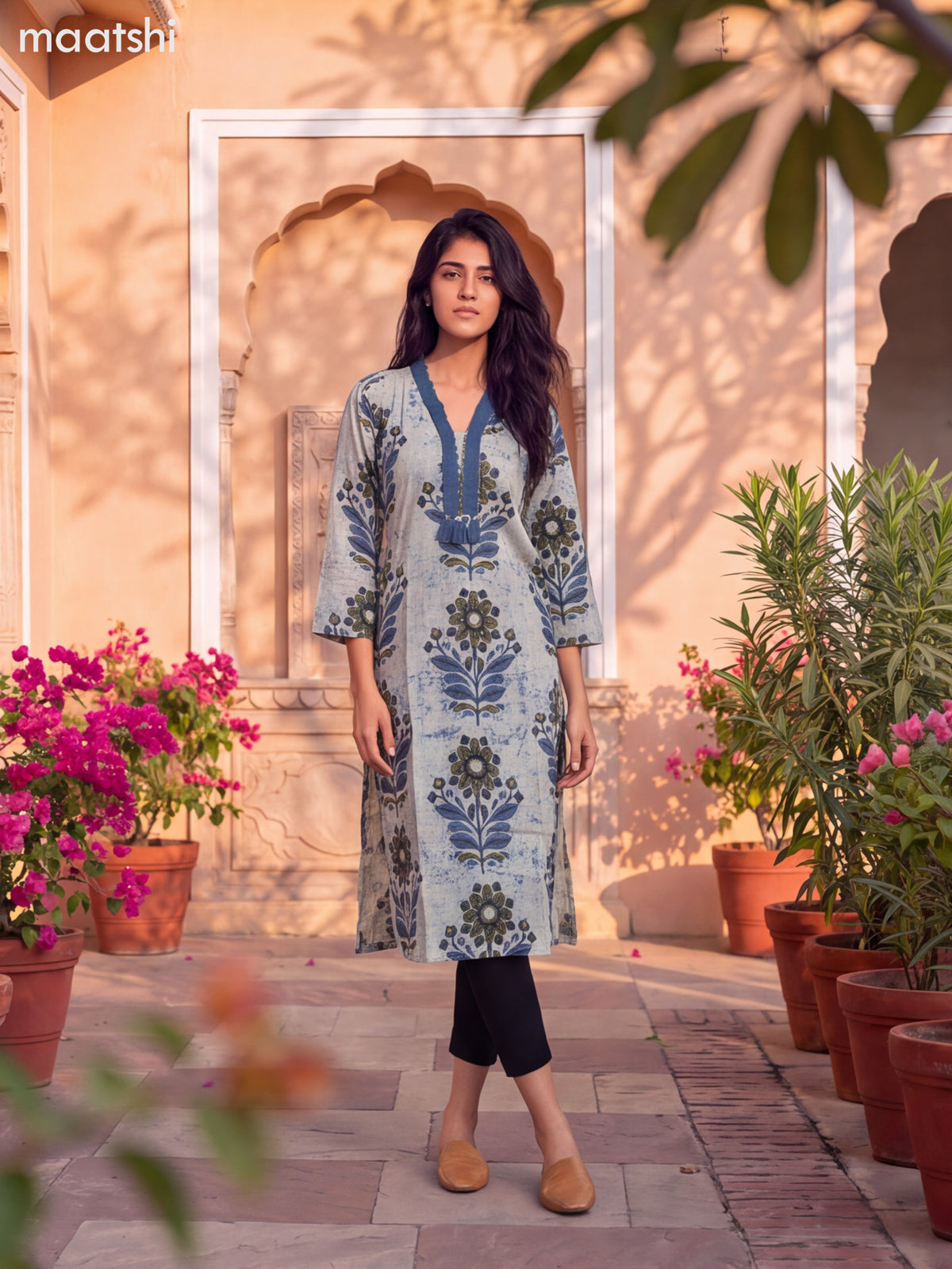 Pastel Green Cotton Printed Straight Kurti