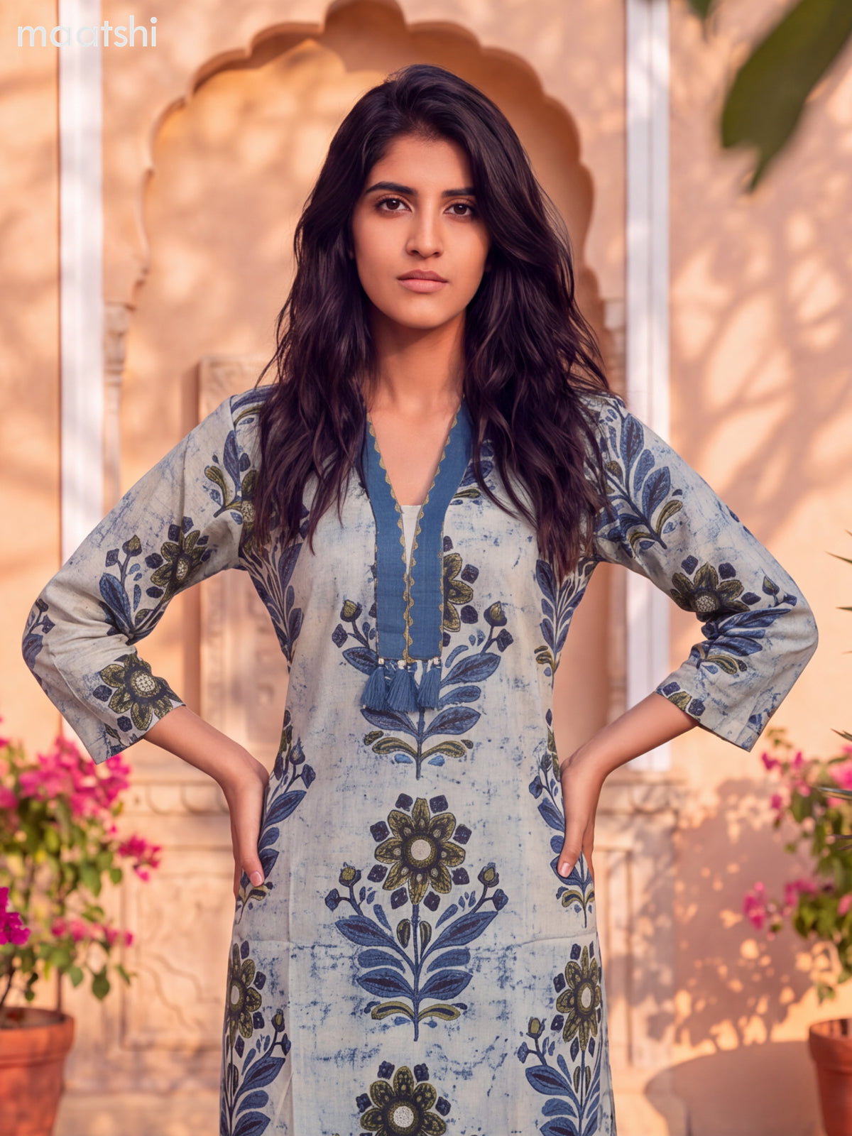 Pastel Green Cotton Printed Straight Kurti