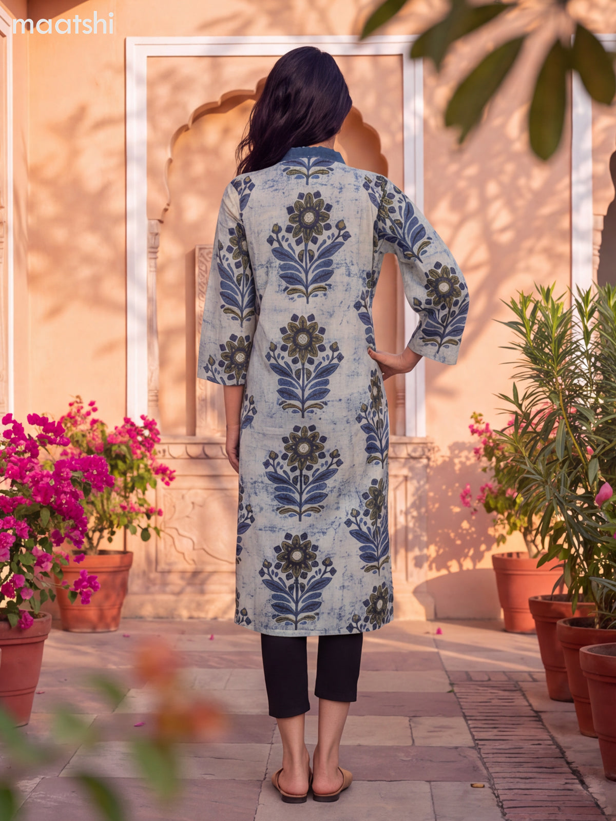 Pastel Green Cotton Printed Straight Kurti