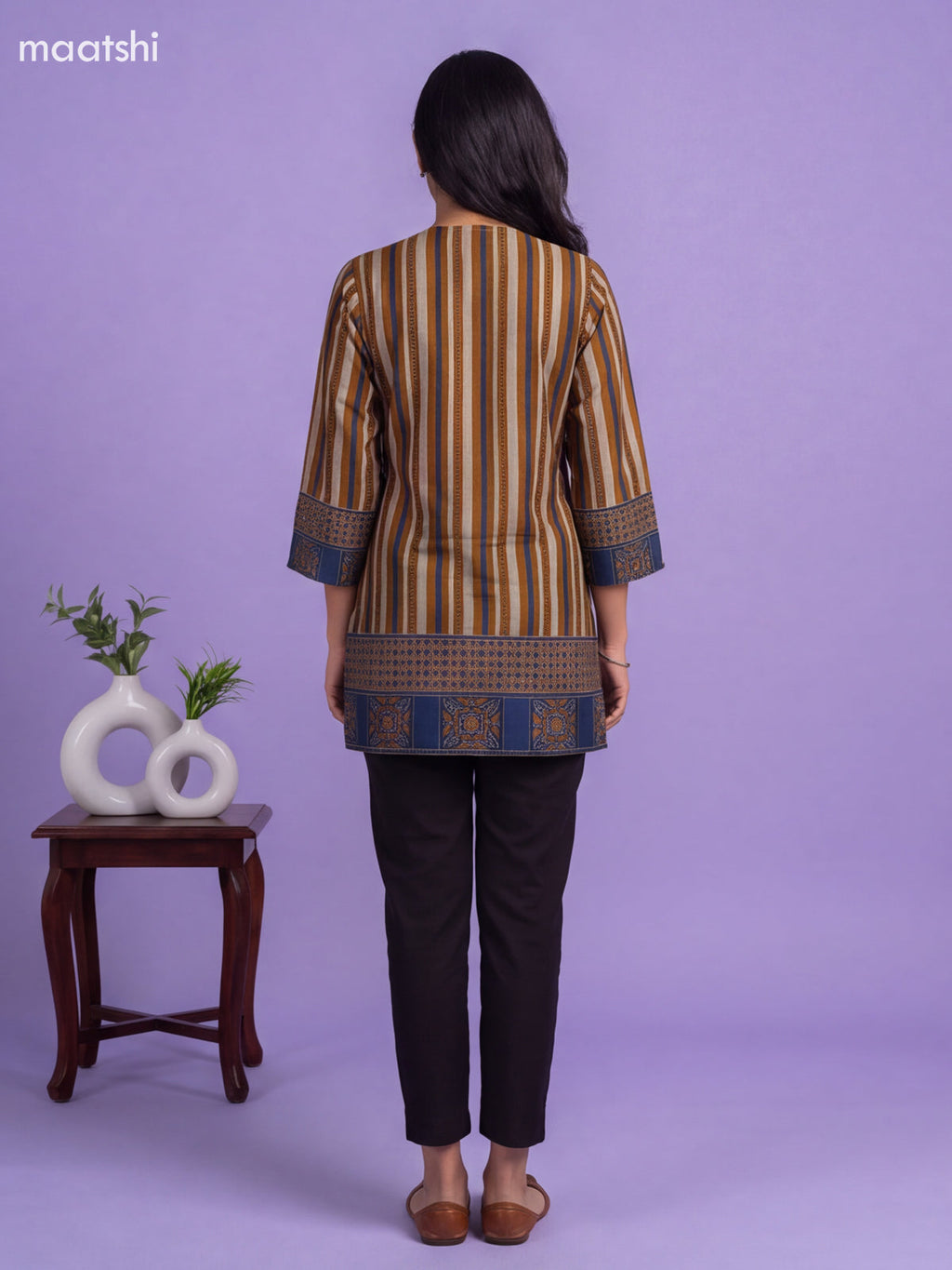 Navy Blue Modal Printed Short Kurti