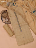 Sandal Linen Cotton Dress Material With Embroidery Work Neck Pattern and Bottom & Dupatta