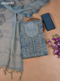 Pastel Blue Tissue Dress Material With Embroidery Work Neck Pattern