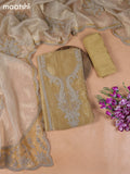 Gold Tissue Dress Material With Embroidery Work Neck Pattern
